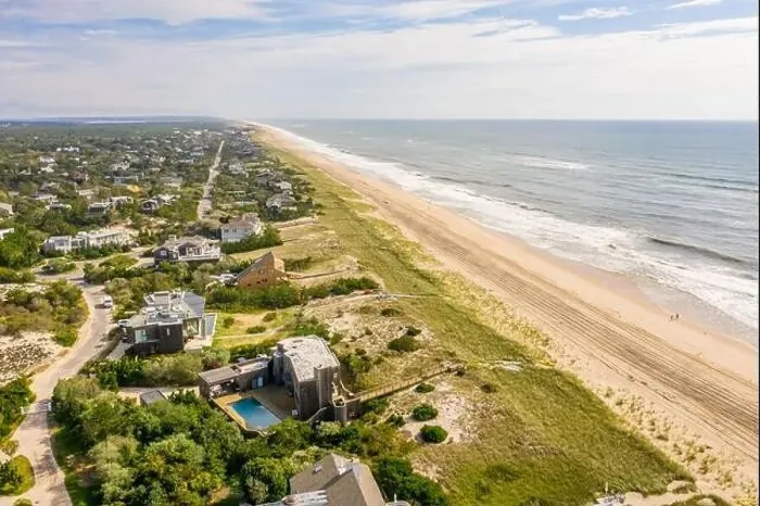 Framed Print : Aerial image of Amagansett beach and Atlantic Ocean Framed Print : Aerial image of Amagansett beach and Atlantic Ocean