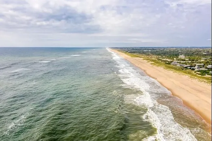 Framed Print : Aerial image of Amagansett beach and Atlantic Ocean Framed Print : Aerial image of Amagansett beach and Atlantic Ocean