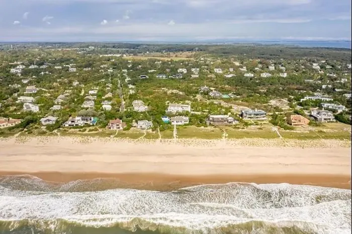 Framed Print : Aerial image of Amagansett beach and Atlantic Ocean Framed Print : Aerial image of Amagansett beach and Atlantic Ocean
