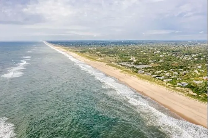 Framed Print : Aerial image of Amagansett beach and Atlantic Ocean Framed Print : Aerial image of Amagansett beach and Atlantic Ocean