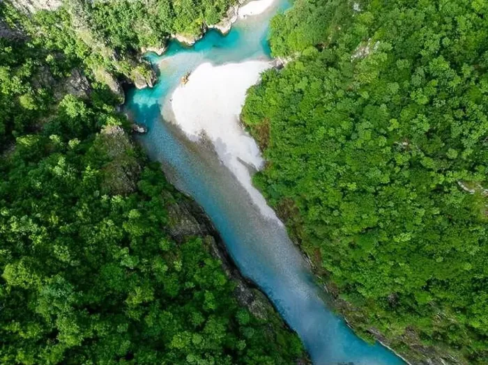Framed Print : Aerial image of the beautiful Shala river in Northern Albania Framed Print : Aerial image of the beautiful Shala river in Northern Albania