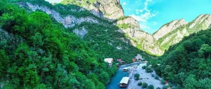 Framed Print : Aerial image of the beautiful Shala river in Northern Albania Framed Print : Aerial image of the beautiful Shala river in Northern Albania