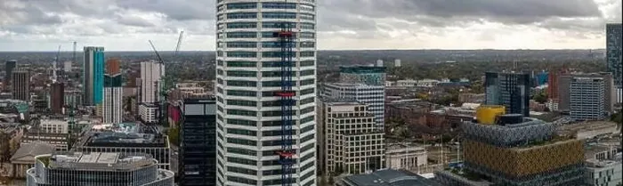 Framed Print : Aerial image Birmingham skyline featuring the Octagon Tower under construction Framed Print : Aerial image Birmingham skyline featuring the Octagon Tower under construction
