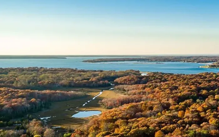Framed Print : Aerial image of North Haven in October Framed Print : Aerial image of North Haven in October