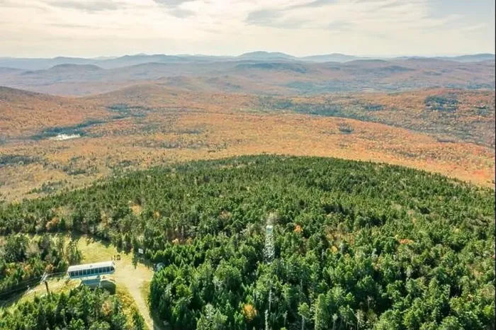Framed Print : aerial of image of Okemo Mountain in the Fall and the fire tower, Ludlow, Vermont Framed Print : aerial of image of Okemo Mountain in the Fall and the fire tower, Ludlow, Vermont