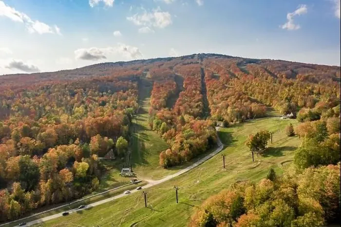 Framed Print : aerial of image of Okemo Mountain in the Fall, Ludlow, Vermont Framed Print : aerial of image of Okemo Mountain in the Fall, Ludlow, Vermont