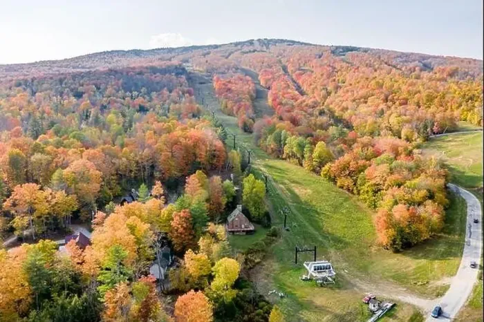 Framed Print : aerial of image of Okemo Mountain in the Fall, Ludlow, Vermont Framed Print : aerial of image of Okemo Mountain in the Fall, Ludlow, Vermont