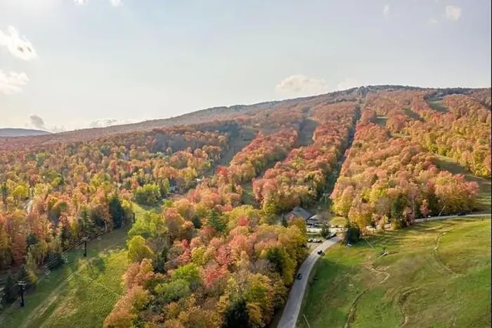 Framed Print : aerial of image of Okemo Mountain in the Fall, Ludlow, Vermont Framed Print : aerial of image of Okemo Mountain in the Fall, Ludlow, Vermont