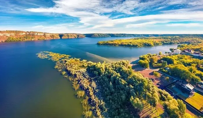 Framed Print : Aerial landscape photography. Amazing morning view from flying drone of Dnister river Framed Print : Aerial landscape photography. Amazing morning view from flying drone of Dnister river