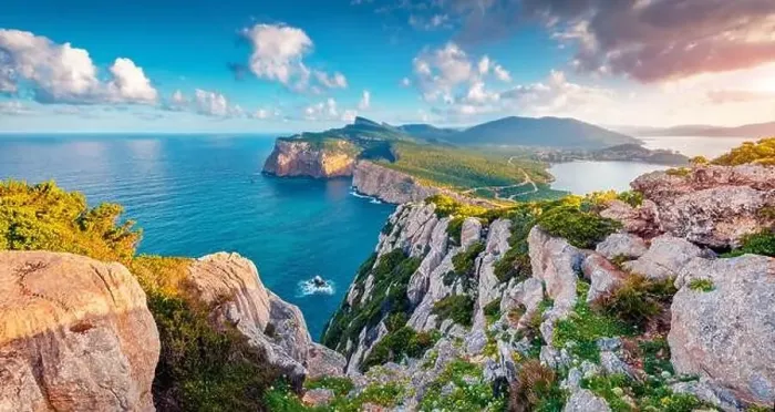 Framed Print : Aerial landscape photography. Astonishing summer view of Caccia cape Framed Print : Aerial landscape photography. Astonishing summer view of Caccia cape