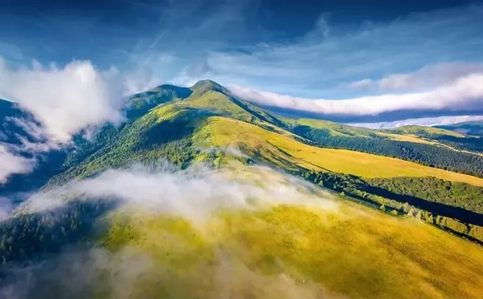 Framed Print : Aerial landscape photography. Breathtaking morning view from flying drone of Breska valley Framed Print : Aerial landscape photography. Breathtaking morning view from flying drone of Breska valley