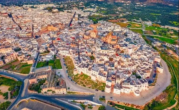 Framed Print : Aerial landscape photography. Colorful spring view from flying drone of Ostuni town Framed Print : Aerial landscape photography. Colorful spring view from flying drone of Ostuni town