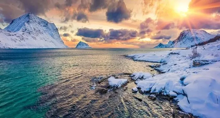 Framed Print : Aerial landscape photography. Colorful winter view from flying drone of Vik Beach after huge snowfall Framed Print : Aerial landscape photography. Colorful winter view from flying drone of Vik Beach after huge snowfall