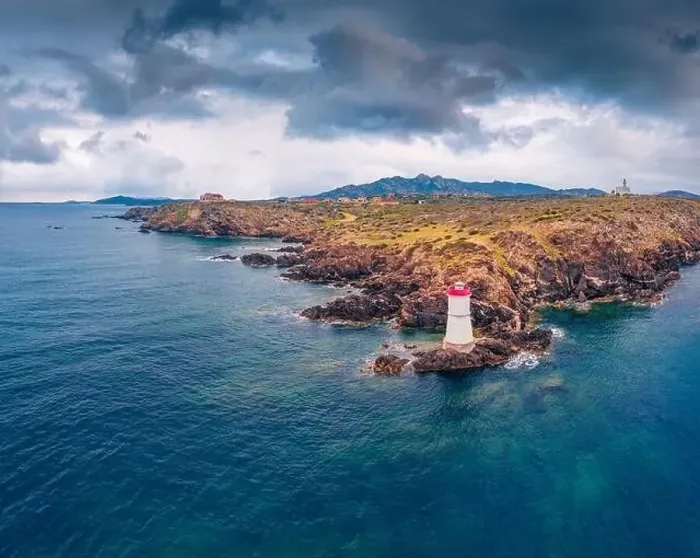 Framed Print : Aerial landscape photography. Dramatic morning view from flying drone of di Capo Ferro Lighthose Framed Print : Aerial landscape photography. Dramatic morning view from flying drone of di Capo Ferro Lighthose