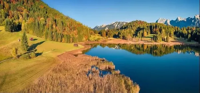 Framed Print : Aerial landscape photography. Exciting autumn view from flying drone of Wagenbruchsee lake Framed Print : Aerial landscape photography. Exciting autumn view from flying drone of Wagenbruchsee lake