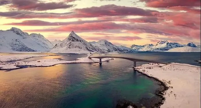 Framed Print : Aerial landscape photography. Fantastic winter sunrise on Norway Framed Print : Aerial landscape photography. Fantastic winter sunrise on Norway