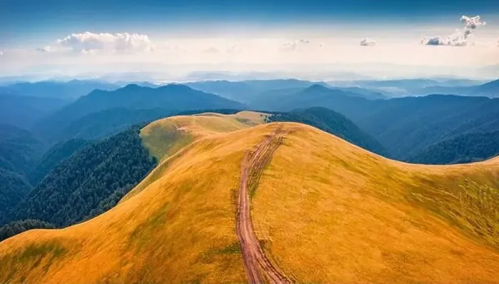 Framed Print : Aerial landscape photography. Impressive summer scene with old country road on Menchul ridge Framed Print : Aerial landscape photography. Impressive summer scene with old country road on Menchul ridge