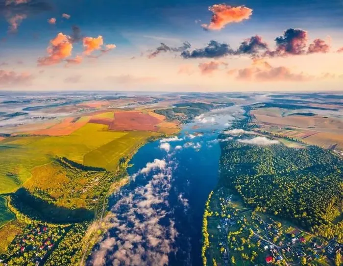 Framed Print : Aerial landscape photography. Splendid summer scene of Ivachiv lake