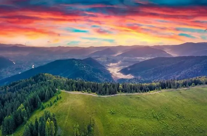 Framed Print : Aerial landscape photography. Splendid summer view from flying drone of mountain valley Framed Print : Aerial landscape photography. Splendid summer view from flying drone of mountain valley