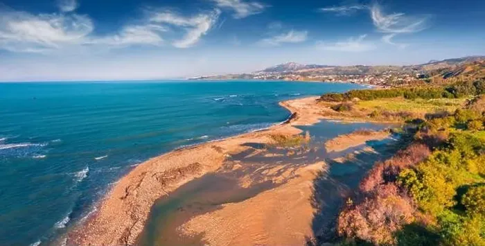 Framed Print : Aerial landscape photography. Stunning spring view of Sciacca town Framed Print : Aerial landscape photography. Stunning spring view of Sciacca town