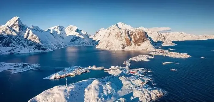 Framed Print : Aerial landscape photography. Sunny morning view from flying drone of Hamnoy Framed Print : Aerial landscape photography. Sunny morning view from flying drone of Hamnoy