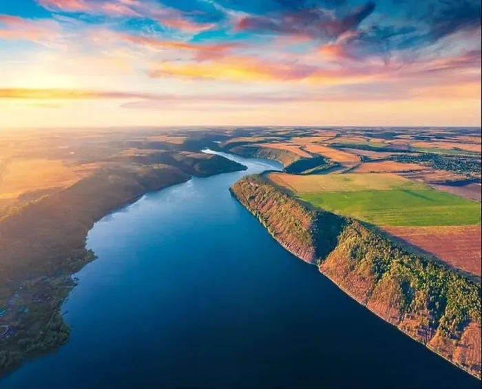 Framed Print : Aerial landscape photography. Superb morning view from flying drone of Dnister river Framed Print : Aerial landscape photography. Superb morning view from flying drone of Dnister river