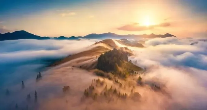 Framed Print : Aerial landscape photography. Unbelievable sunrise in Carpathian mountains Framed Print : Aerial landscape photography. Unbelievable sunrise in Carpathian mountains