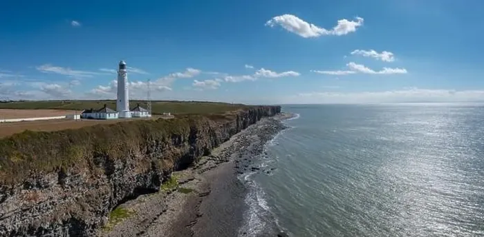 Framed Print : aerial landscape view of the Nash Point Lighthouse and Monknash Coast in South Wales Framed Print : aerial landscape view of the Nash Point Lighthouse and Monknash Coast in South Wales