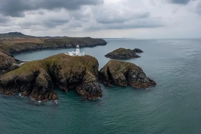 Framed Print : aerial landscape view of the Pembrokeshire coast with the historic Strumble Head Lighthouse Framed Print : aerial landscape view of the Pembrokeshire coast with the historic Strumble Head Lighthouse