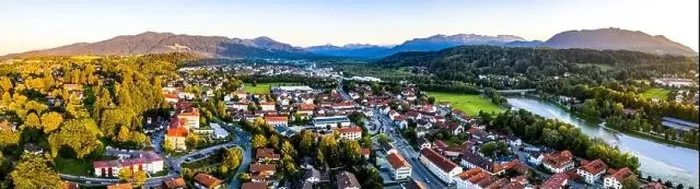 Framed Print : Aerial of old bavarian town Bad Toelz in Bavaria Framed Print : Aerial of old bavarian town Bad Toelz in Bavaria