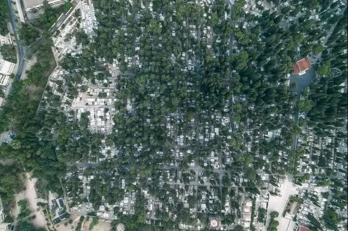 Framed Print : Aerial overhead drone shot of first cemetery of Athens Framed Print : Aerial overhead drone shot of first cemetery of Athens