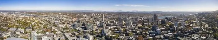 Framed Print : Aerial Panaramic View Of Portland Oregon And Surrounding Suburbs