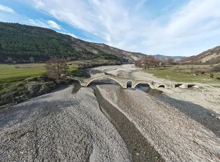 Framed Print : Aerial panorama of Ancient Roman bridge near village of Nenkovo at Rhodope Mountains, Kardzhali Region, Bulgaria Framed Print : Aerial panorama of Ancient Roman bridge near village of Nenkovo at Rhodope Mountains, Kardzhali Region, Bulgaria