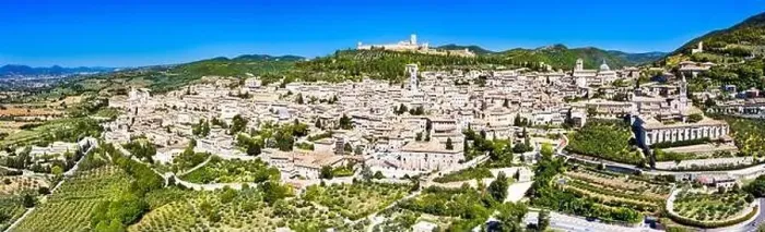 Framed Print : Aerial panorama of Assisi in Italy