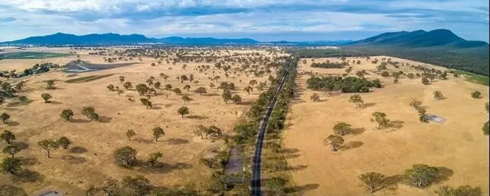 Framed Print : Aerial panorama of Australian outback and rural road with mountains Framed Print : Aerial panorama of Australian outback and rural road with mountains