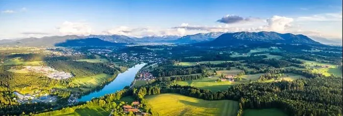 Framed Print : Aerial Panorama Bad Toelz, Isar Valley, Germany Bavaria. Sunset shot in June