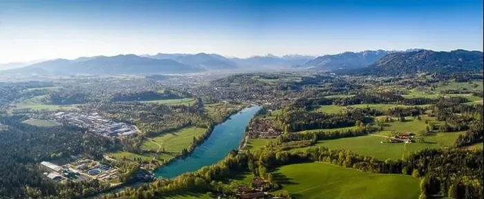 Framed Print : Aerial Panorama Bad Tölz, Isar Valley, Germany Bavarian Alps. Sunrise Framed Print : Aerial Panorama Bad Tölz, Isar Valley, Germany Bavarian Alps. Sunrise