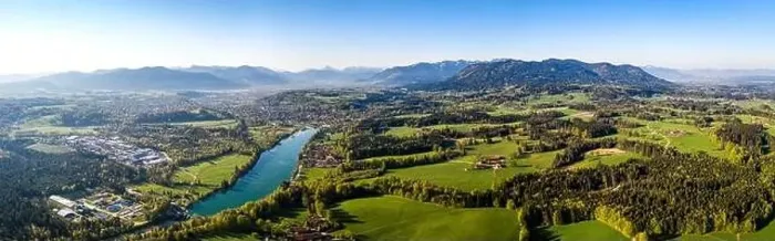 Framed Print : Aerial Panorama Bad Tölz, Isar Valley, Germany Bavarian Alps. Sunrise