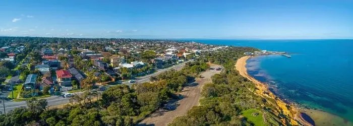 Framed Print : Aerial panorama of Beach Road and Black Rock suburb in Melbourne, Australia Framed Print : Aerial panorama of Beach Road and Black Rock suburb in Melbourne, Australia