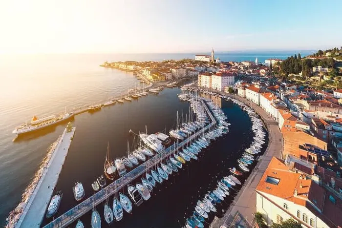 Framed Print : Aerial panorama of beautiful Slovenian city of Piran Framed Print : Aerial panorama of beautiful Slovenian city of Piran