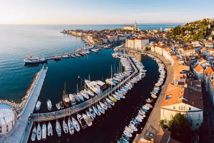 Framed Print : Aerial panorama of beautiful Slovenian city of Piran Framed Print : Aerial panorama of beautiful Slovenian city of Piran