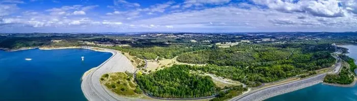Framed Print : Aerial panorama of Cardinia Reservoir and Park in Melbourne, Australia Framed Print : Aerial panorama of Cardinia Reservoir and Park in Melbourne, Australia