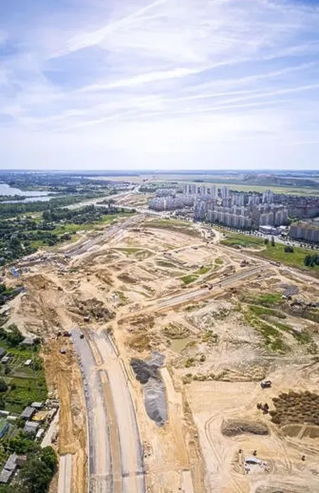 Framed Print : aerial panorama of city construction site. blue sky background Framed Print : aerial panorama of city construction site. blue sky background