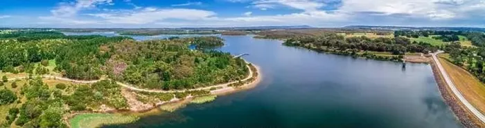 Framed Print : Aerial panorama of Devilbend Reservoir Lake on Mornington Peninsula, Victoria, Australia