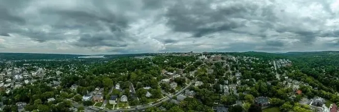 Framed Print : Aerial panorama of downtown Ithaca and Cornell University in upstate New York Framed Print : Aerial panorama of downtown Ithaca and Cornell University in upstate New York