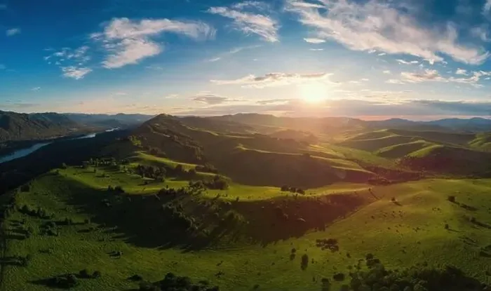Framed Print : Aerial Panorama drone shot of beauty dawn on the peak, in the mountains in Altay, summertime Framed Print : Aerial Panorama drone shot of beauty dawn on the peak, in the mountains in Altay, summertime