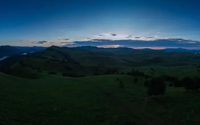 Framed Print : Aerial Panorama drone shot of evening in the mountains in Altay Framed Print : Aerial Panorama drone shot of evening in the mountains in Altay