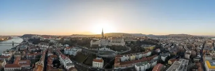 Framed Print : Aerial panorama drone shot of Fisherman's Bastion on Buda Hill in Budapest sunset Framed Print : Aerial panorama drone shot of Fisherman's Bastion on Buda Hill in Budapest sunset