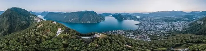 Framed Print : Aerial panorama drone view of lugano lake, monte bre, salvatore and Lugano city in switzerland Framed Print : Aerial panorama drone view of lugano lake, monte bre, salvatore and Lugano city in switzerland