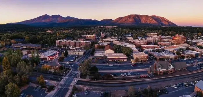 Framed Print : Aerial panorama of Flagstaff Arizona at dusk Framed Print : Aerial panorama of Flagstaff Arizona at dusk